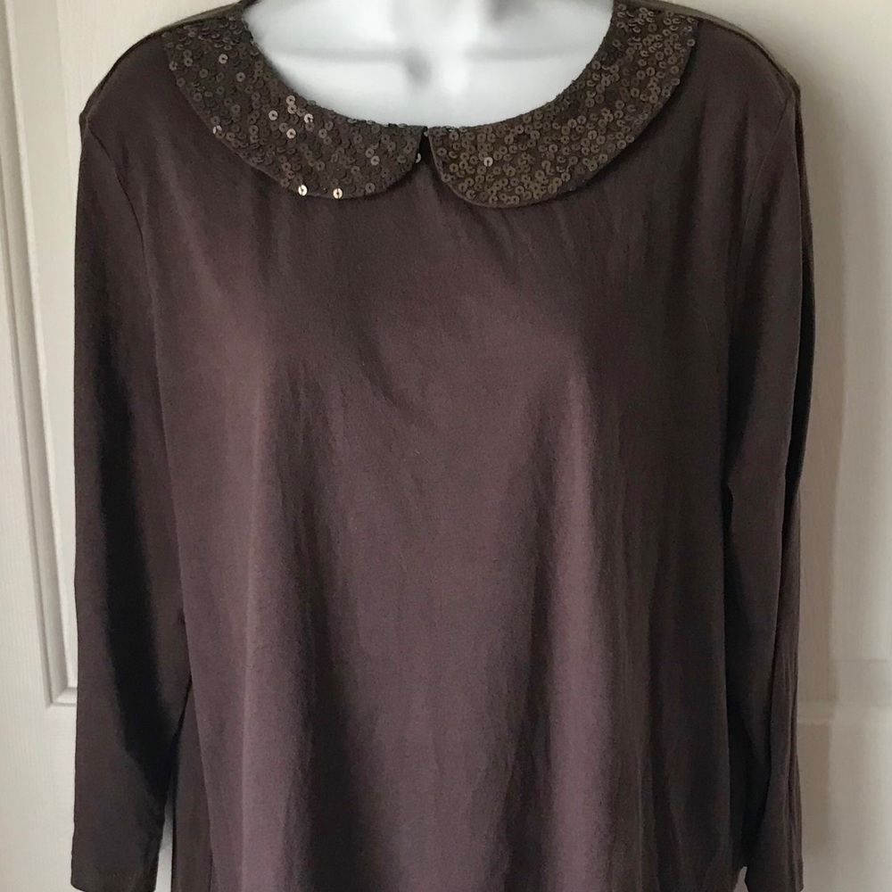Anne Taylor Loft sequin collar top XL